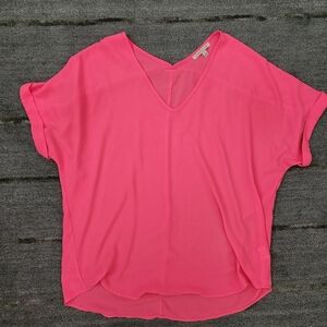 Gibson Latimer Pink Asymmetrical Cuff Sleeve Blouse